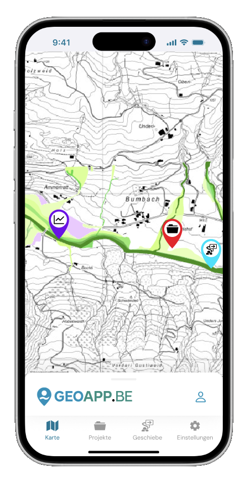 GEOAPP.BE – Beispielansicht der Anwendung